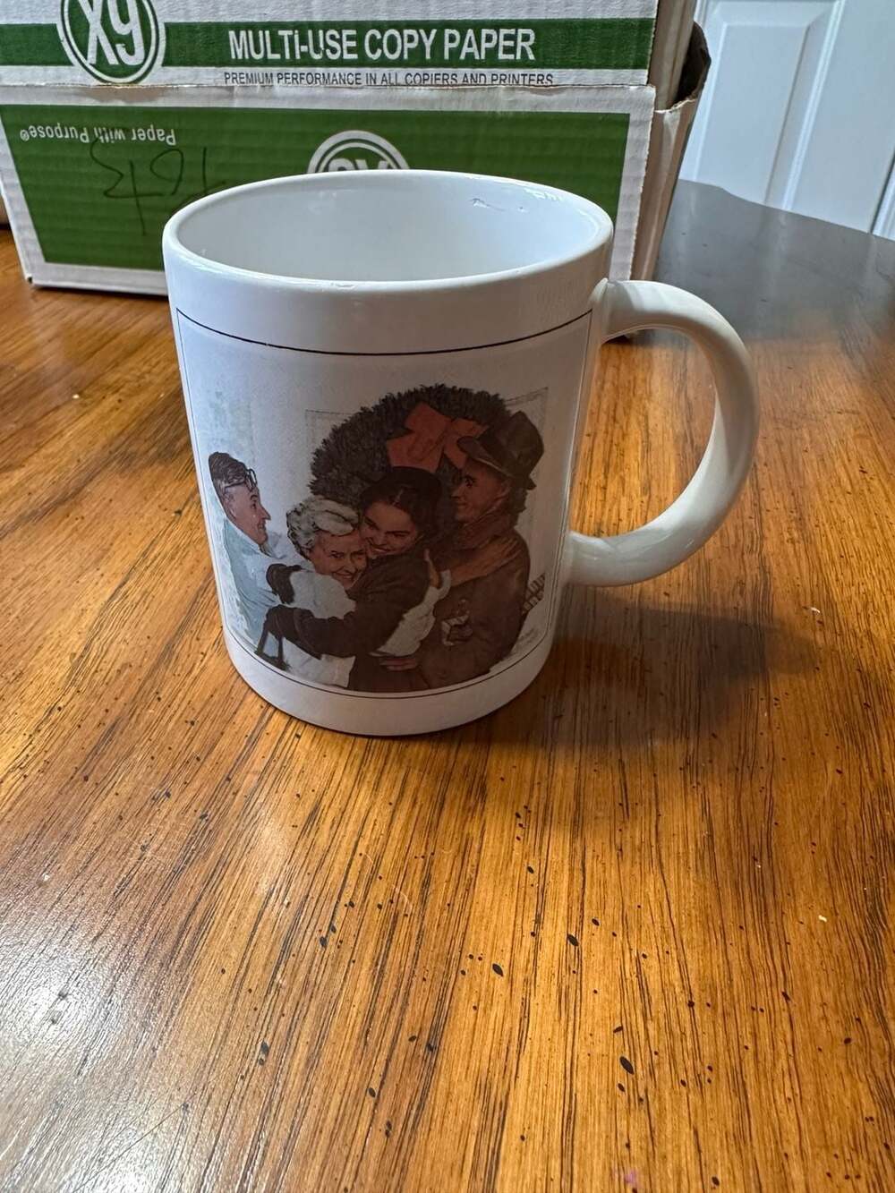 Vintage 1955 Norman Rockwell Home for Christmas Ceramic Coffee Mug